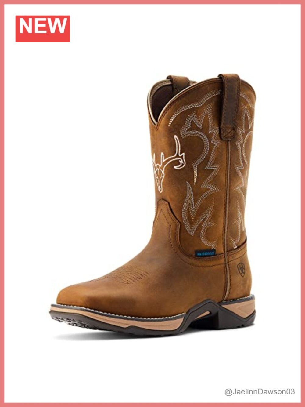 Waterproof Full-Grain Leather Western Boot Square Toe Block Heel Calf High